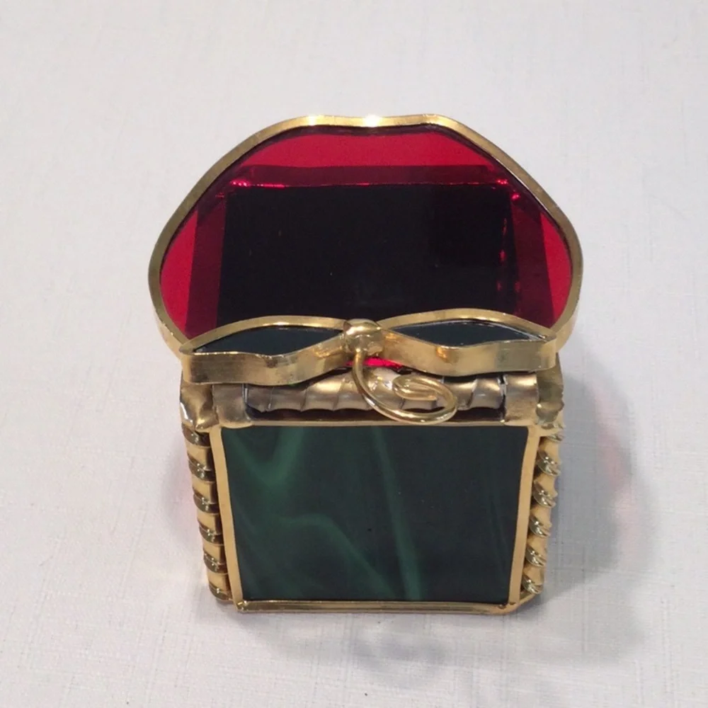 Apple Glass Hinged Trinket Box​